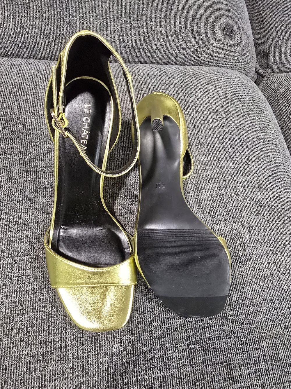 le chateau Metallic Gold Ankle-Strap Heels - Picture 3 of 3